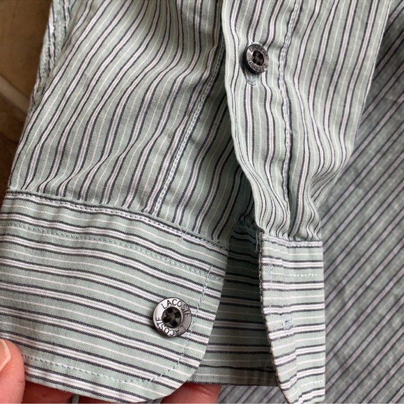 Lacoste Green Pin Striped Button Down Shirt
. - Picture 8 of 9